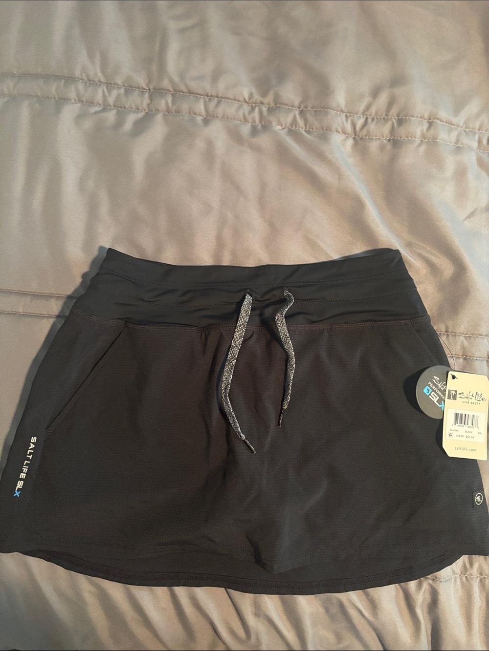 Salt Life Black Active Skort with Contrast Drawstring